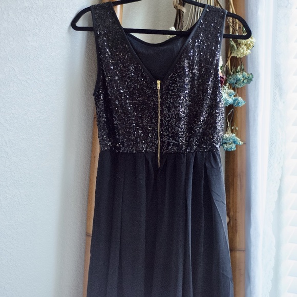 ISSI Sequence Chiffon Black Mini Dress Small - Picture 6 of 13